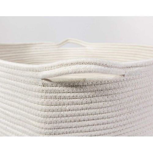  Goodpick Large Laundry Hamper | Woven Cotton Rope Clothes Hamper Tall Laundry Basket, Modern Curver Bucket 25.6 Height