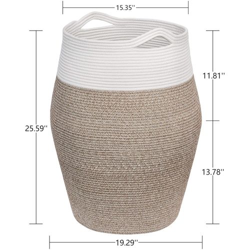  Goodpick Large Laundry Hamper | Woven Cotton Rope Clothes Hamper Tall Laundry Basket, Modern Curver Bucket 25.6 Height