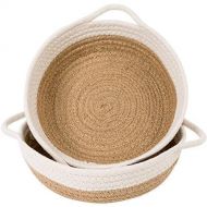 Goodpick 2pack Cotton Rope Basket - Woven Storage Basket - 9.8 x 8.7 x 2.8 Small Rope Baskets for Kids Home Decor Toy Basket Organizer - Desk Basket Containers for Jewellery, Keys