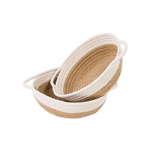  Goodpick 2pack Cotton Rope Basket - Woven Storage Basket - 9.8 x 8.7 x 2.8 Small Rope Baskets for Kids Home Decor Toy Basket Organizer - Desk Basket Containers for Jewellery, Keys