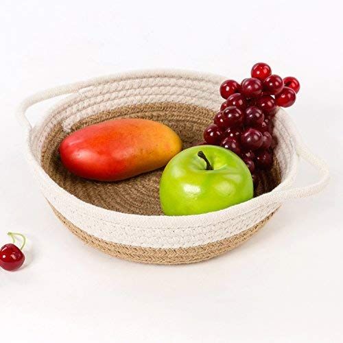  Goodpick 2pack Cotton Rope Basket - Woven Storage Basket - 9.8 x 8.7 x 2.8 Small Rope Baskets for Kids Home Decor Toy Basket Organizer - Desk Basket Containers for Jewellery, Keys