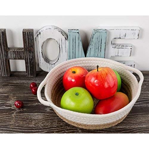  Goodpick 2pack Cotton Rope Basket - Woven Storage Basket - 9.8 x 8.7 x 2.8 Small Rope Baskets for Kids Home Decor Toy Basket Organizer - Desk Basket Containers for Jewellery, Keys