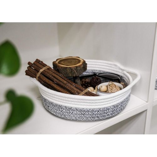  Goodpick 2pack Small Basket - 9.8 x 8.7 x 2.8 Cotton Rope Woven Basket for Keys, Sunglasses, Wallet by Front Door - Cute Basket for Remote, Controls, Phone on Nightstand - Fruit Ba