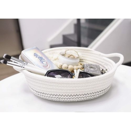  Goodpick 2pack Small Basket - 9.8 x 8.7 x 2.8 Cotton Rope Woven Basket for Keys, Sunglasses, Wallet by Front Door - Cute Basket for Remote, Controls, Phone on Nightstand - Fruit Ba