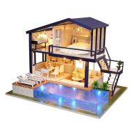 Goodshare DIY Miniature Dollhouse Kit with Light-Wooden Mini House Set to Build, Handmade Cottage Hut Small...