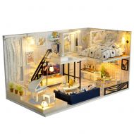 Goodshare DIY Miniature Dollhouse Kit with Light-Wooden Mini House Set to Build, Handmade Cottage Hut Small...