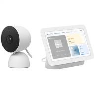 Google 1080p Nest Cam Wired (Snow) & Nest Hub (2nd Generation, Chalk) Kit