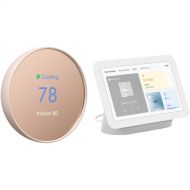 Google Nest Thermostat (Sand) with Nest Hub (2nd Generation, Chalk)