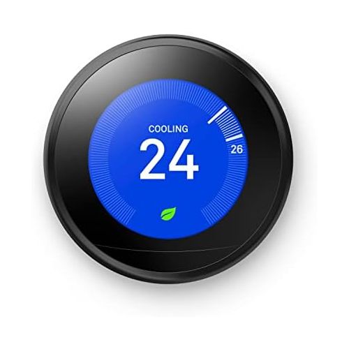 구글 Google, T3016US, Nest Learning Thermostat, 3rd Gen, Smart Thermostat, Black, Works With Alexa