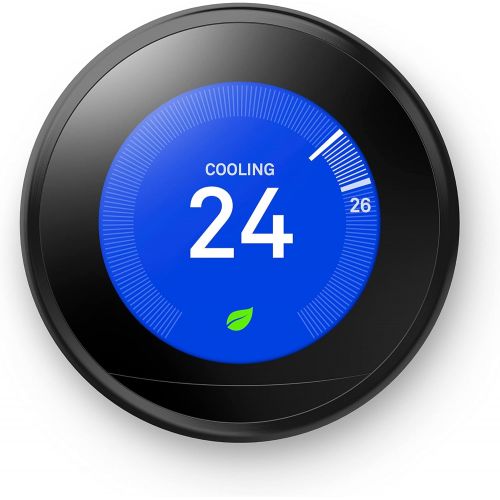 구글 Google, T3016US, Nest Learning Thermostat, 3rd Gen, Smart Thermostat, Black, Works With Alexa