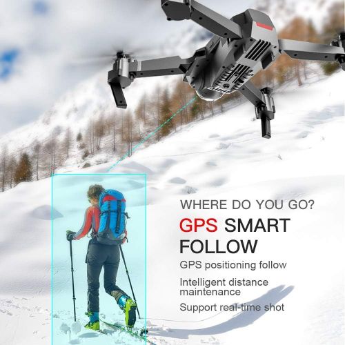  GoolRC SG907 GPS Drone, 5G WiFi FPV Foldable Drone with 4K HD Front Camera and 720P Optical Flow Positioning Camera, Follow Me, Gesture Photos/Video RC Quadcopter with 2 Batteries