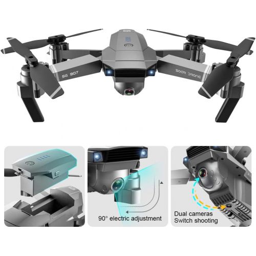  GoolRC SG907 GPS Drone, 5G WiFi FPV Foldable Drone with 4K HD Front Camera and 720P Optical Flow Positioning Camera, Follow Me, Gesture Photos/Video RC Quadcopter with 2 Batteries