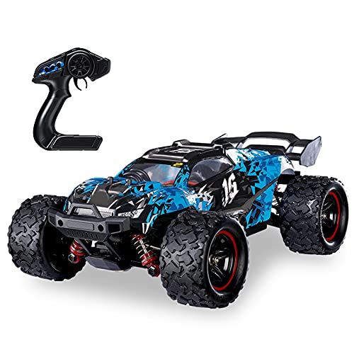  GoolRC Brushless RC Cars, 1:18 Scale 2.4Ghz Remote Control Car, 4WD 60KM/H High Speed Racing Car, All Terrain Off Road RC Truck with Headlight for Kids and Adults (Blue)