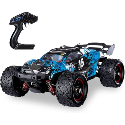  GoolRC Brushless RC Cars, 1:18 Scale 2.4Ghz Remote Control Car, 4WD 60KM/H High Speed Racing Car, All Terrain Off Road RC Truck with Headlight for Kids and Adults (Blue)