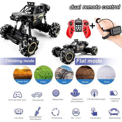  GoolRC 616A RC Stunt Car, 1/16 Scale 4WD 2.4GHz Remote Control Car, All Terrain Off-Road Rock Crawler Truck with Watch Gesture Sensing, 30KM/H High Speed Drift Racing RC Car for Ki