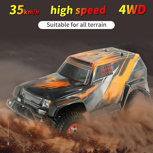  GoolRC FY02-01 RC Cars, 1:12 Scale Remote Control Car, 4WD 35KM/H High Speed Brushed Motor RC Truck, 2.4GHz All Terrains Off-Road Electric Toy Vehicle with 2 Batteries for Kids and