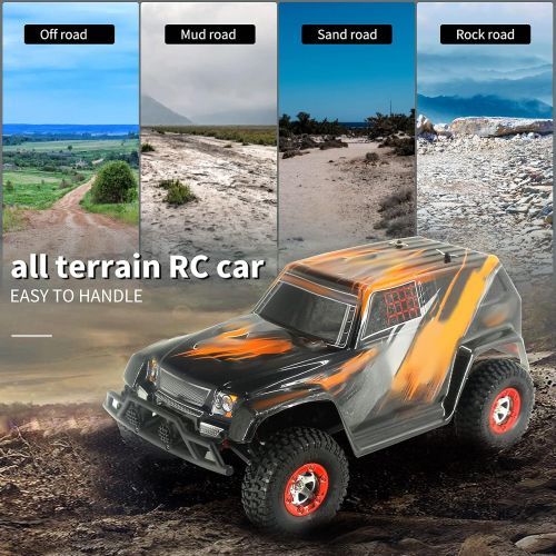  GoolRC FY02-01 RC Cars, 1:12 Scale Remote Control Car, 4WD 35KM/H High Speed Brushed Motor RC Truck, 2.4GHz All Terrains Off-Road Electric Toy Vehicle with 2 Batteries for Kids and