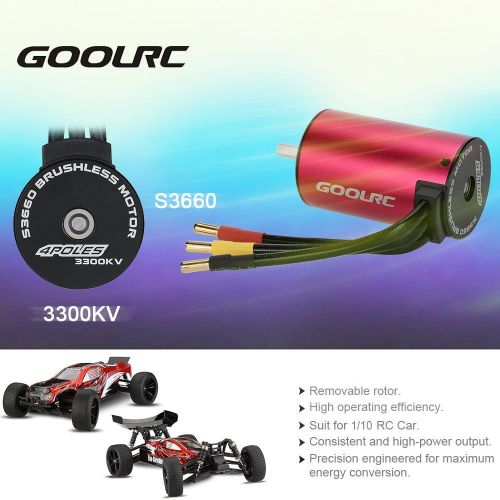  GoolRC Original S3660 3300KV 4 Poles Brushless Sensorless Motor for 1/10 RC Car Truck