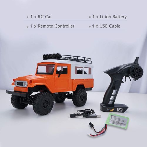  GoolRC MN-40 RC Car, 1:12 Scale 2.4GHz Remote Control Car, 4WD Off-Road RC Truck, Climb Rock Crawler Electric Vehicle Model for Kids and Adults (Orange)