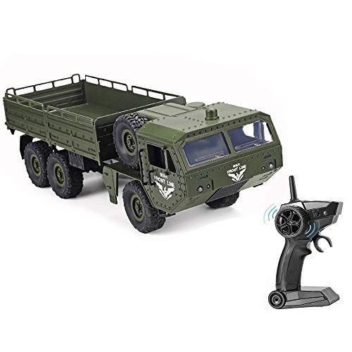  GoolRC Q75 RC Military Truck, 6WD 2.4GHz Remote Control Army Car Off-Road Truck for Adults Kids (Army Green)