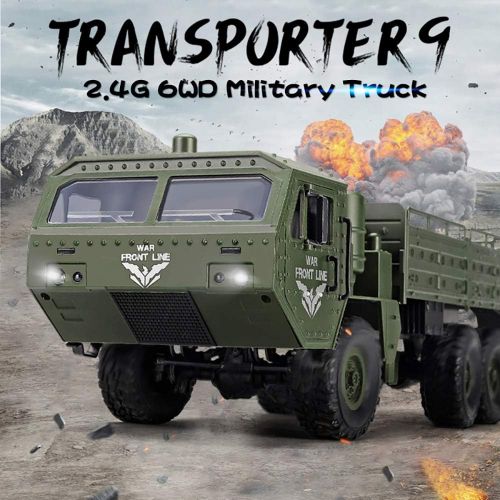  GoolRC Q75 RC Military Truck, 6WD 2.4GHz Remote Control Army Car Off-Road Truck for Adults Kids (Army Green)