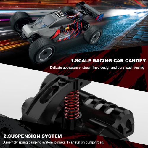  GoolRC F4 RC Car, 1:24 Scale Remote Control Car, 2WD 2.4GHz High Speed RC Racing Car with Electronic Stability System and 2 Battery for Kids and Adults