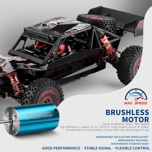  GoolRC WLtoys 124016 RC Car, 1:12 Scale Remote Control Car, 4WD 75km/h High Speed Racing Car, 2.4GHz All Terrain Off Road RC Truck RTR with Brushless Motor and Metal Chassis for Ki