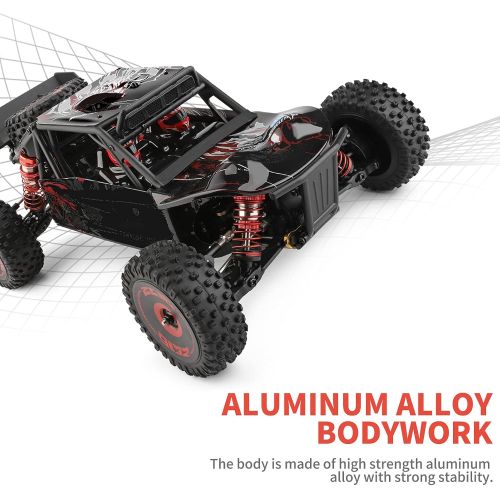  GoolRC WLtoys 124016 RC Car, 1:12 Scale Remote Control Car, 4WD 75km/h High Speed Racing Car, 2.4GHz All Terrain Off Road RC Truck RTR with Brushless Motor and Metal Chassis for Ki