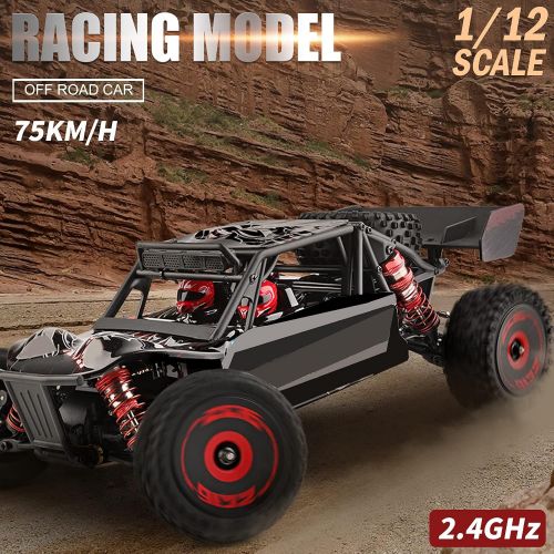  GoolRC WLtoys 124016 RC Car, 1:12 Scale Remote Control Car, 4WD 75km/h High Speed Racing Car, 2.4GHz All Terrain Off Road RC Truck RTR with Brushless Motor and Metal Chassis for Ki