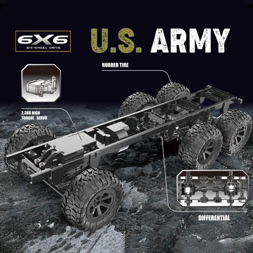  GoolRC Fayee RC Military Truck, 1/12 6WD 2.4GHz Army Truck Off-Road Car RTR Car Gift for Adults Kids Boys