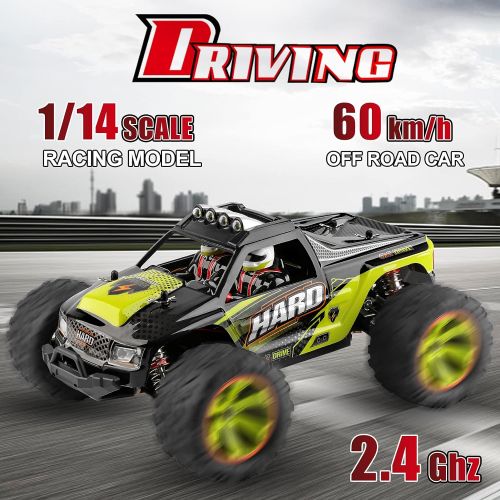  GoolRC WLtoys 144002 RC Car, 1:14 Scale Remote Control Car, 4WD 60KM/H High Speed RC Truck, 2.4GHz All Terrains Off-Road Car, Electric Toy Vehicle Climbing Car with Alloy Chassis f