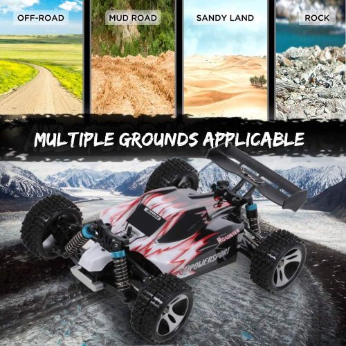  GoolRC WLtoys A959 RC Car, 1:18 Scale 2.4Ghz Remote Control Vehicle Off Road Trucks, 4WD 45KM/H High Speed Racing Buggy Car RTR for Kids, Red