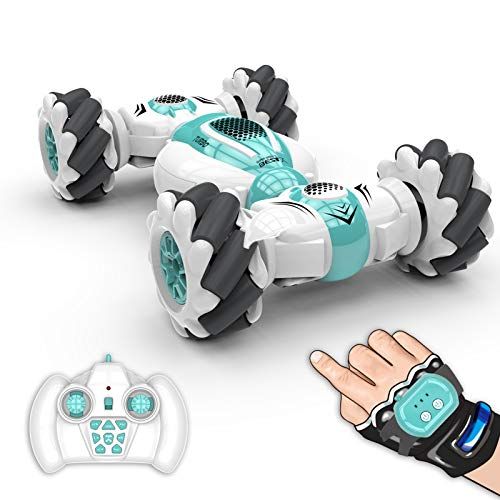  GoolRC RC Stunt Car, 2.4GHz 4WD Remote Control Car, Watch Gesture Sensor Car, Deformable All-Terrain Off Road Car with 360° Flips and Double Sided Rotating, Electric Toy Car for Bo