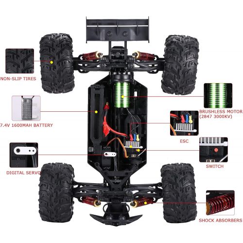  GoolRC X 03A RC Car, 1:10 Scale 2.4GHz Remote Control Car, 60km/h High Speed Racing Car, 4WD Brushless Motor Off Road Monster Truck for Kids and Adults, All Terrain Electric Crawle