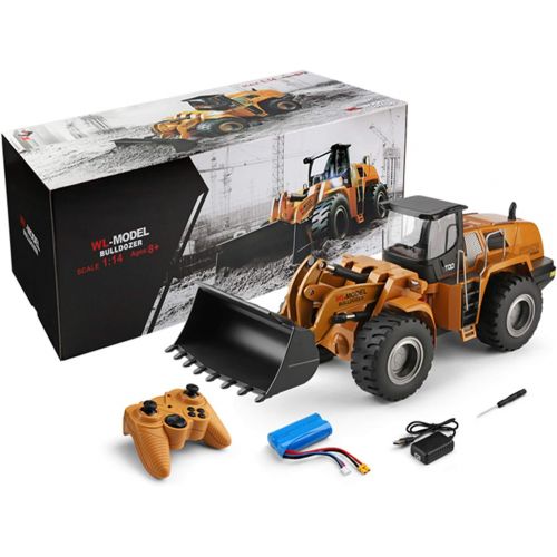  GoolRC WLtoys XKS 14800 RC Bulldozer, 1/14 Scale 2.4Ghz Electric Remote Control Bulldozer, RC Construction Vehicle Toy Metal Shovel Loader Tractor with LED Lights and Sound, RC Car