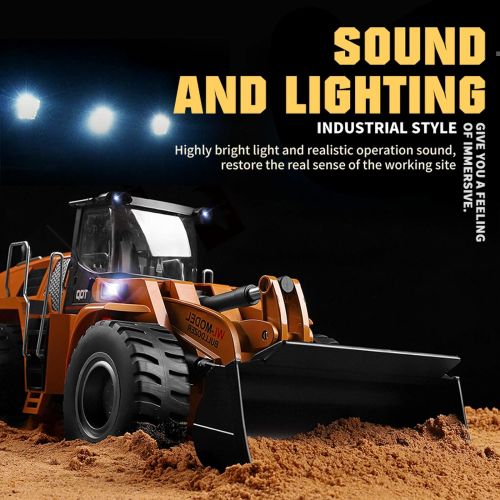  GoolRC WLtoys XKS 14800 RC Bulldozer, 1/14 Scale 2.4Ghz Electric Remote Control Bulldozer, RC Construction Vehicle Toy Metal Shovel Loader Tractor with LED Lights and Sound, RC Car