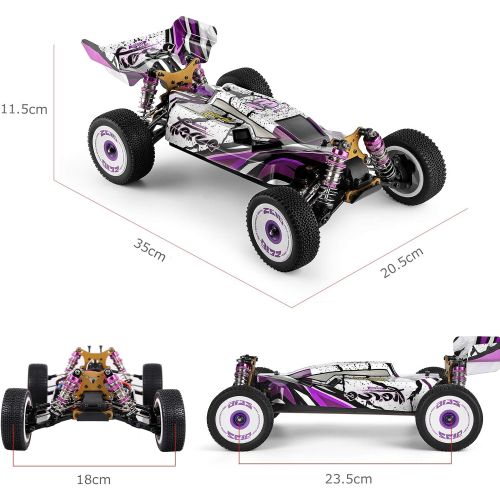  GoolRC WLtoys 124019 RC Car, 1/12 Scale 2.4GHz Remote Control Car, 4WD 60km/h High Speed Racing Car, Off-Road Buggy Drift Car RTR with Aluminum Alloy Chassis, Zinc Alloy Gear and 1