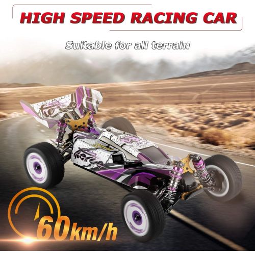  GoolRC WLtoys 124019 RC Car, 1/12 Scale 2.4GHz Remote Control Car, 4WD 60km/h High Speed Racing Car, Off-Road Buggy Drift Car RTR with Aluminum Alloy Chassis, Zinc Alloy Gear and 1