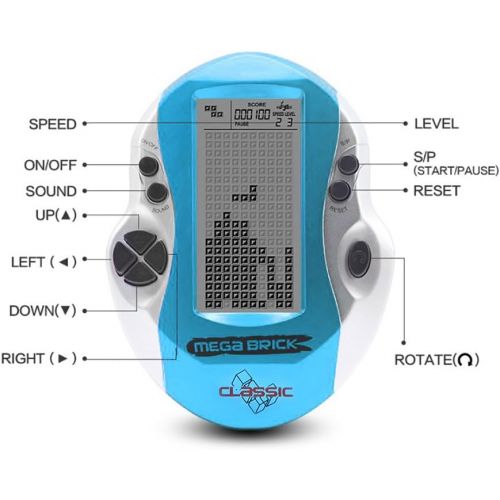  [아마존베스트]Goolsky Pocket Handheld Video Game Console 3in LCD Mini Portable Brick Game Player w/ Built-in 26 Games (Blue)