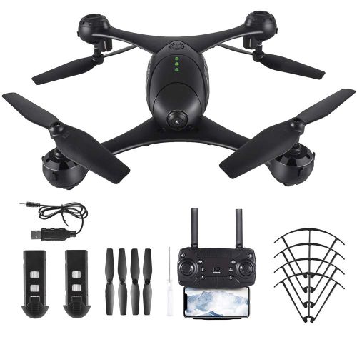  [아마존 핫딜]  [아마존핫딜]Goolsky KF600 Drohne mit 720P HD Kamera live uebertragung,WiFi FPV Quadrocopter, App-Steuerung, One Key Start/Landung,Headless Modus,RC Drohne fuer Anfanger,Schwarz（2 Batterien）