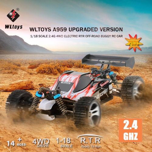  Goolsky Original Wltoys A959 Upgraded Version 1/18 Scale 2.4G Remote Control 4WD Electric RTR Off-Road Buggy RC Car