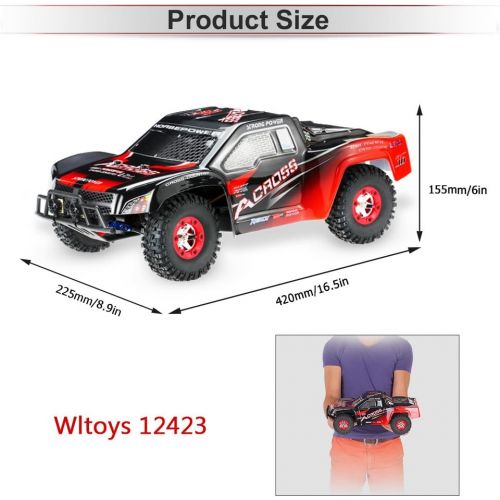  Goolsky WLtoys 12423 RC Car, 1/12 Scale 2.4GHz Remote Control Car, 4WD Electric Brushed Short Course RTR RC Truck