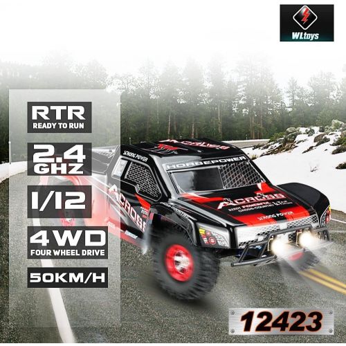  Goolsky WLtoys 12423 RC Car, 1/12 Scale 2.4GHz Remote Control Car, 4WD Electric Brushed Short Course RTR RC Truck