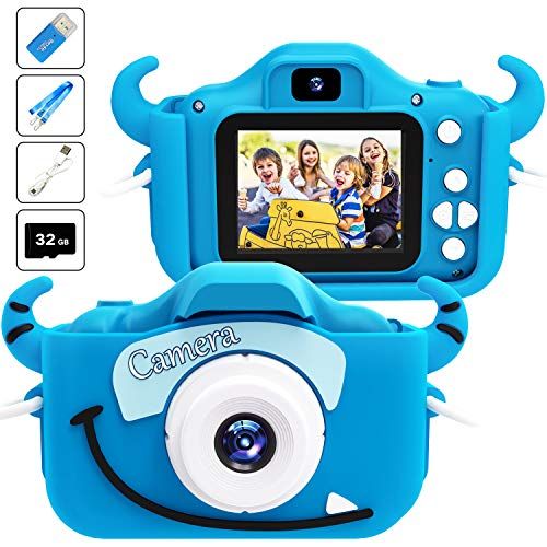  Goopow Kids Camera Toys for 3-8 Years Old Boys and Girl, Kids Digital Video Camera for Children with Shockproof Soft Cover, Best Christmas Birthday Gifts for Boys Girls - 32GB SD C