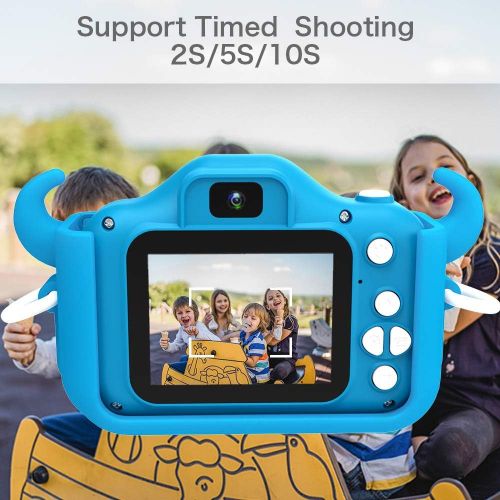  Goopow Kids Camera Toys for 3-8 Years Old Boys and Girl, Kids Digital Video Camera for Children with Shockproof Soft Cover, Best Christmas Birthday Gifts for Boys Girls - 32GB SD C