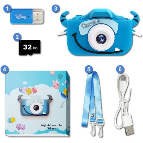  Goopow Kids Camera Toys for 3-8 Years Old Boys and Girl, Kids Digital Video Camera for Children with Shockproof Soft Cover, Best Christmas Birthday Gifts for Boys Girls - 32GB SD C