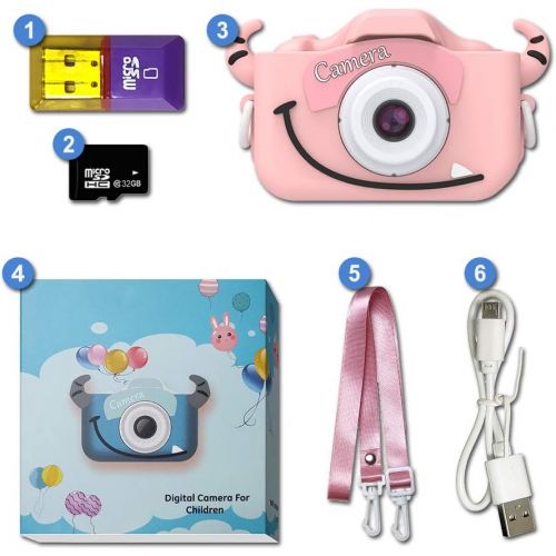  [아마존베스트]Goopow Kids Camera Toys for 3-8 Year Old Boys,Children Digital Video Camcorder Camera with Cartoon Soft Silicone Cover, Best Chritmas Birthday Festival Gift for Kids - 32G SD Card