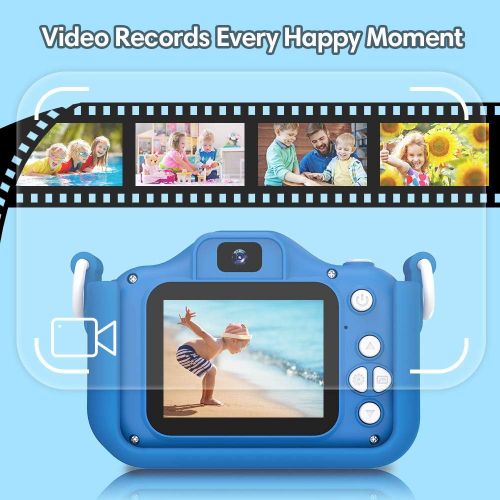  [아마존베스트]Goopow Kids Camera Toys Gifts for Boys, Rechargeable Digital Video Shockproof Camcorder with Front Rear Dual-Lens, Best Birthday for 3-8 Years Old Boys Gifts - 32GB SD Card Included