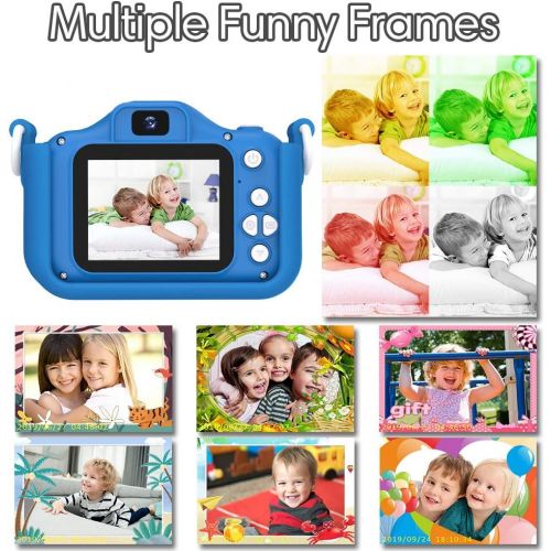  [아마존베스트]Goopow Kids Camera Toys Gifts for Boys, Rechargeable Digital Video Shockproof Camcorder with Front Rear Dual-Lens, Best Birthday for 3-8 Years Old Boys Gifts - 32GB SD Card Included