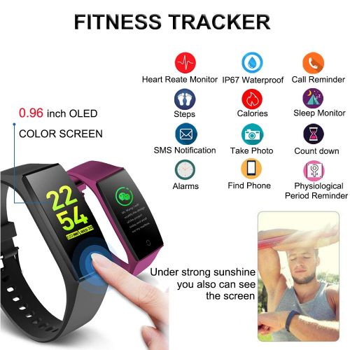  Goopow goopow Fitness Tracker, Activity Tracker Watch with Heart Rate Monitor, Waterproof Smart Fitness Band with Step Counter, Calorie Counter, Pedometer Watch Kids Women and Men